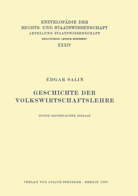 Salin / Kaskel / Kohlrausch | Geschichte der Volkswirtschaftslehre | Buch | 978-3-642-88865-6 | sack.de