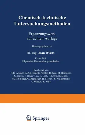 Andreß / Meidinger / Benedeti-Pichler |  Chemisch-technische Untersuchungsmethoden Ergänzungswerk zur achten Auflage | Buch |  Sack Fachmedien