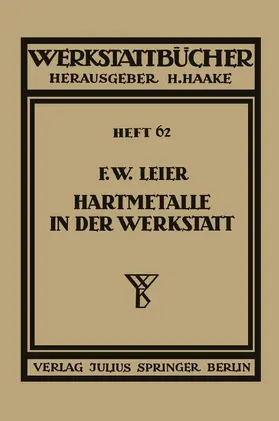 Leier / Haake |  Hartmetalle in der Werkstatt | Buch |  Sack Fachmedien