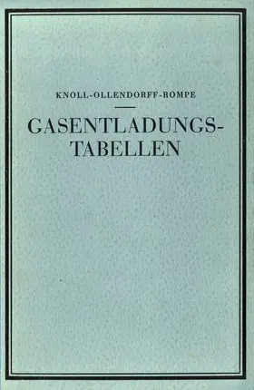 Knoll / Ollendorff / Rampe |  Gasentladungs- Tabellen | Buch |  Sack Fachmedien
