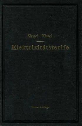 Nissel / Siegel |  Die Elektrizitätstarife | Buch |  Sack Fachmedien