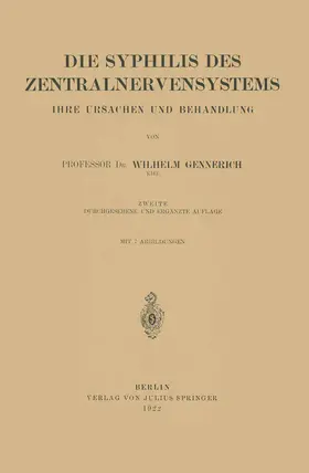 Gennerich | Die Syphilis des Zentralnervensystems | Buch | 978-3-642-89743-6 | www.sack.de