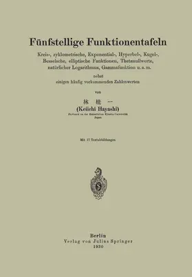 Hayashi | Fünfstellige Funktionentafeln | Buch | 978-3-642-89809-9 | www.sack.de