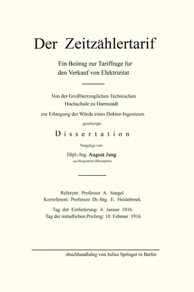 Jung |  Der Zeitzählertarif | Buch |  Sack Fachmedien