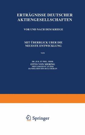 Mering | Erträgnisse Deutscher Aktiengesellschaften Vor und Nach dem Kriege | Buch | 978-3-642-90097-6 | sack.de