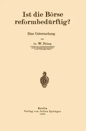 Prion |  Ist die Börse reformbedürftig? | Buch |  Sack Fachmedien