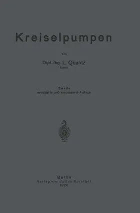 Quantz | Kreiselpumpen | Buch | 978-3-642-90281-9 | www.sack.de