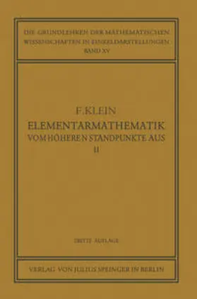 Klein / Courant | Elementarmathematik vom Höheren Standpunkte Aus, II | E-Book | sack.de
