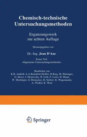 Andreß / Benedeti-Pichler / Meidinger |  Chemisch-technische Untersuchungsmethoden Ergänzungswerk zur achten Auflage | eBook | Sack Fachmedien