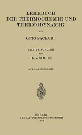 Sackur / Simson |  Lehrbuch der Thermochemie und Thermodynamik | eBook | Sack Fachmedien