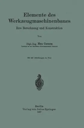 Coenen |  Elemente des Werkzeugmaschinenbaues | eBook | Sack Fachmedien