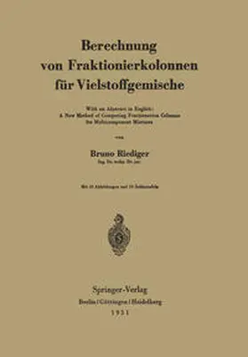 Riediger |  Berechnung von Fraktionierkolonnen für Vielstoffgemische | eBook | Sack Fachmedien