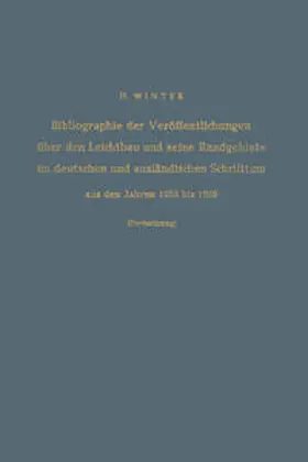 Winter |  Bibliographie der Veröffentlichungen über den Leichtbau und seine Randgebiete im deutschen und ausländischen Schrifttum aus den Jahren 1955 bis 1959 / Bibliography of Publications on Light Weight Constructions and Related Fields in German and Foreign Literature from 1955 to 1959 | eBook | Sack Fachmedien