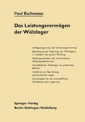 Eschmann |  Das Leistungsvermögen der Wälzlager | eBook | Sack Fachmedien