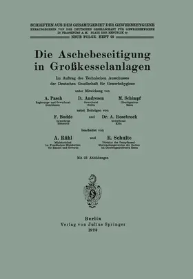 Pasch / Andresen / Schimpf |  Die Aschebeseitigung in Großkesselanlagen | Buch |  Sack Fachmedien