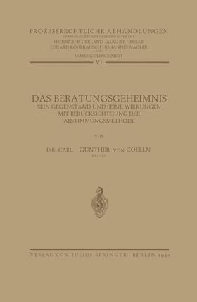 Coelln / Nagler / Goldschmidt |  Das Beratungsgeheimnis | Buch |  Sack Fachmedien