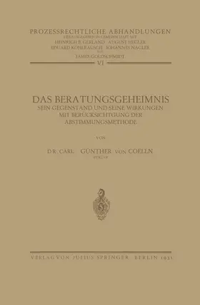 Coelln / Nagler / Goldschmidt |  Das Beratungsgeheimnis | Buch |  Sack Fachmedien