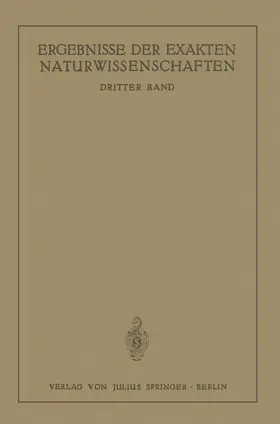 Schriftleitung der "Naturwissenschaften" |  Ergebnisse der Exakten Naturwissenschaften | Buch |  Sack Fachmedien