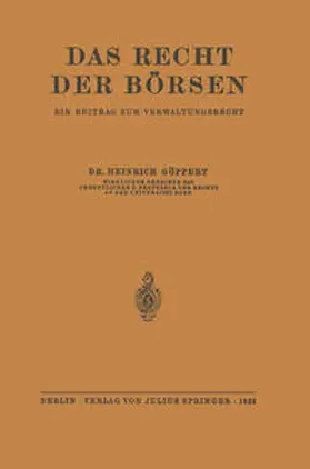 Göppert |  Das Recht der Börsen | eBook | Sack Fachmedien