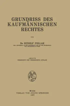 Pollak |  Grundriss des Kaufmännischen Rechtes | eBook | Sack Fachmedien
