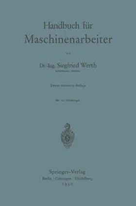 Werth |  Handbuch für Maschinenarbeiter | eBook | Sack Fachmedien
