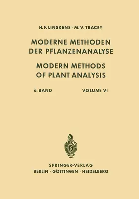 Linskens / Hesse / Tracey |  Modern Methods of Plant Analysis / Moderne Methoden der Pflanzenanalyse | Buch |  Sack Fachmedien