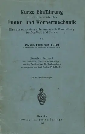 Tölke | Kurze Einführung in die Elemente der Punkt- und Körpermechanik | Buch | 978-3-642-98170-8 | www.sack.de