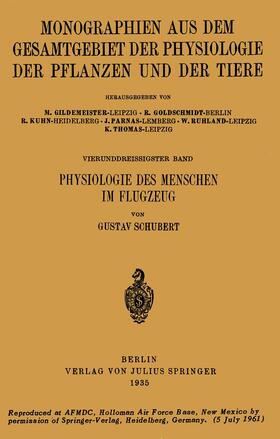 Schubert / Goldschmidt / Gildmeister | Physiologie des Menschen im Flugzeug | Buch | 978-3-642-98248-4 | sack.de