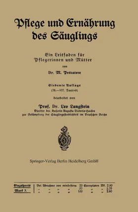 Pescatore / Langstein |  Pflege und Ernährung des Säuglings | Buch |  Sack Fachmedien
