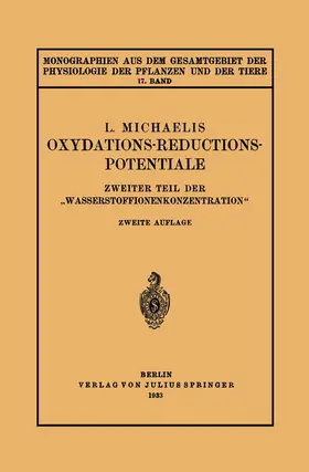 Michaelis / Goldschmidt / Gildmeister |  Oxydations-Reductions-Potentiale | Buch |  Sack Fachmedien