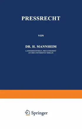 Mannheim / Kaskel / Kohlrausch |  Pressrecht | Buch |  Sack Fachmedien