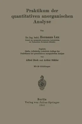 Lux |  Praktikum der quantitativen anorganischen Analyse | Buch |  Sack Fachmedien