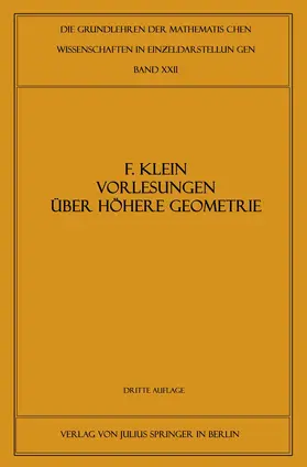 Klein / Blaschke / Courant |  Vorlesungen über Höhere Geometrie | Buch |  Sack Fachmedien