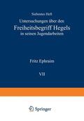 Ephraim / Jaspers |  Untersuchungen über den Freiheitsbegriff Hegels in Seinen Jugendarbeiten | Buch |  Sack Fachmedien