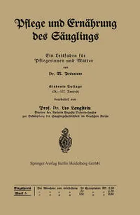 Pescatore / Langstein |  Pflege und Ernährung des Säuglings | eBook | Sack Fachmedien