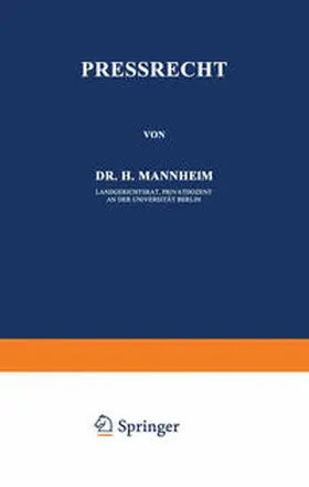 Mannheim / Kohlrausch / Kaskel | Pressrecht | E-Book | sack.de