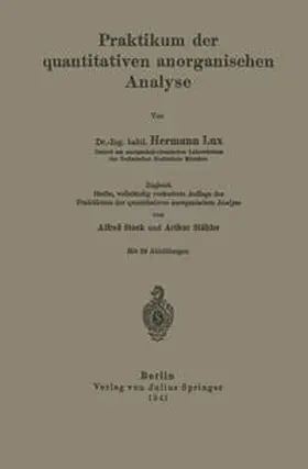 Lux |  Praktikum der quantitativen anorganischen Analyse | eBook | Sack Fachmedien