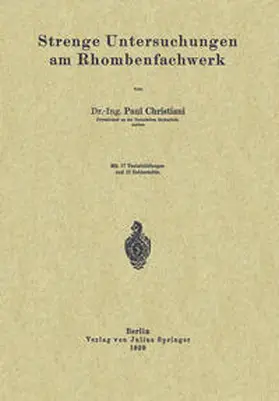 Christiani |  Strenge Untersuchungen am Rhombenfachwerk | eBook | Sack Fachmedien