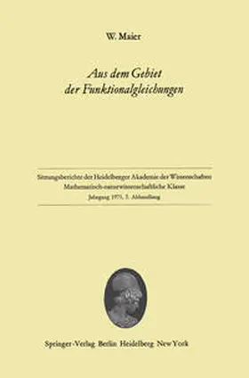 Maier |  Aus dem Gebiet der Funktionalgleichungen | eBook | Sack Fachmedien