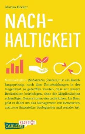 Becker | Carlsen Klartext: Nachhaltigkeit | E-Book | sack.de