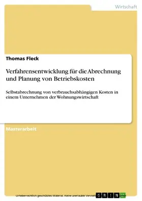 Fleck |  Verfahrensentwicklung für die Abrechnung und Planung von Betriebskosten | eBook | Sack Fachmedien