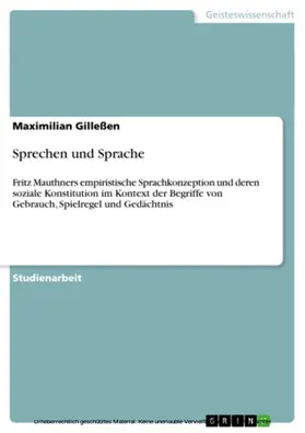 Gilleßen |  Sprechen und Sprache | eBook | Sack Fachmedien