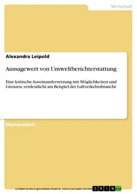 Leipold |  Aussagewert von Umweltberichterstattung | eBook | Sack Fachmedien