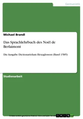 Brandl |  Das Sprachlehrbuch des Noël de Berlaimont | eBook | Sack Fachmedien