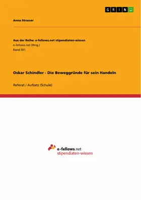 Strasser |  Oskar Schindler - Die Beweggründe für sein Handeln | eBook | Sack Fachmedien