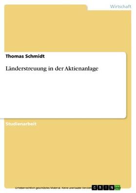 Schmidt | Länderstreuung in der Aktienanlage | E-Book | sack.de
