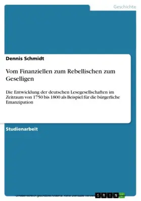 Schmidt |  Vom Finanziellen zum Rebellischen zum Geselligen | eBook | Sack Fachmedien