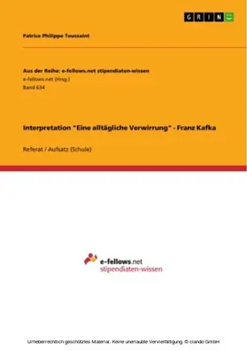 Toussaint |  Interpretation "Eine alltägliche Verwirrung" - Franz Kafka | eBook | Sack Fachmedien