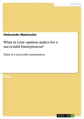 Maslovskis |  What in your opinion makes for a successful Entrepreneur? | eBook | Sack Fachmedien