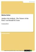 Rotter |  Analyse des Artikels „The Nature of the Firm” von Ronald H. Coase | eBook | Sack Fachmedien